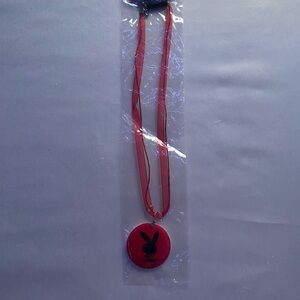 PLAYBOY Red Bunny Pendant Necklace and Stud Earring Set